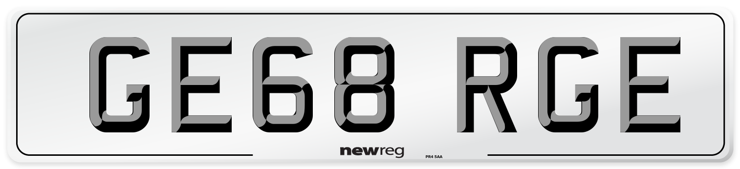 GE68 RGE Number Plate from New Reg